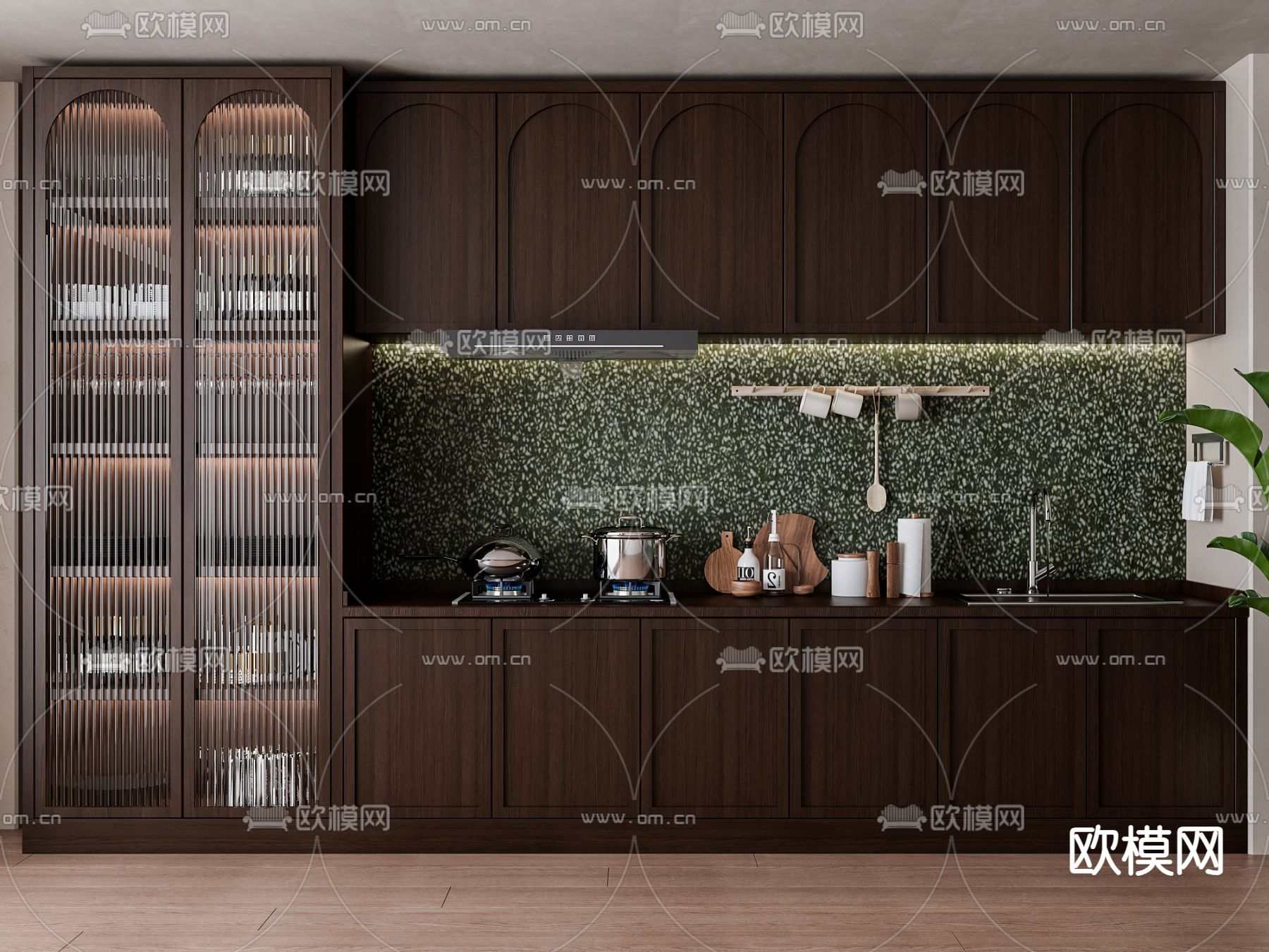 中古风橱柜 酒柜3d模型下载