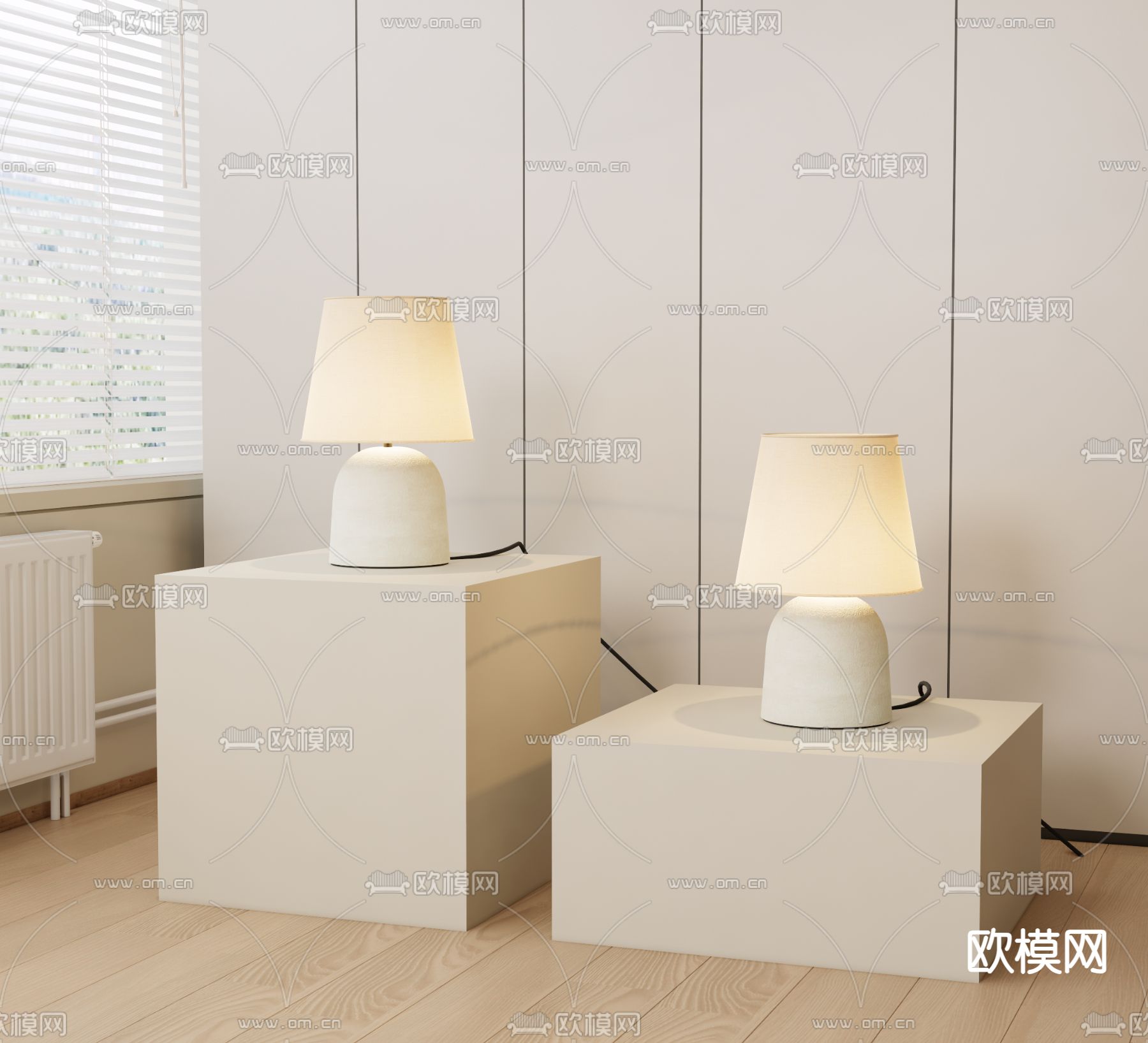 奶油风台灯3d模型下载