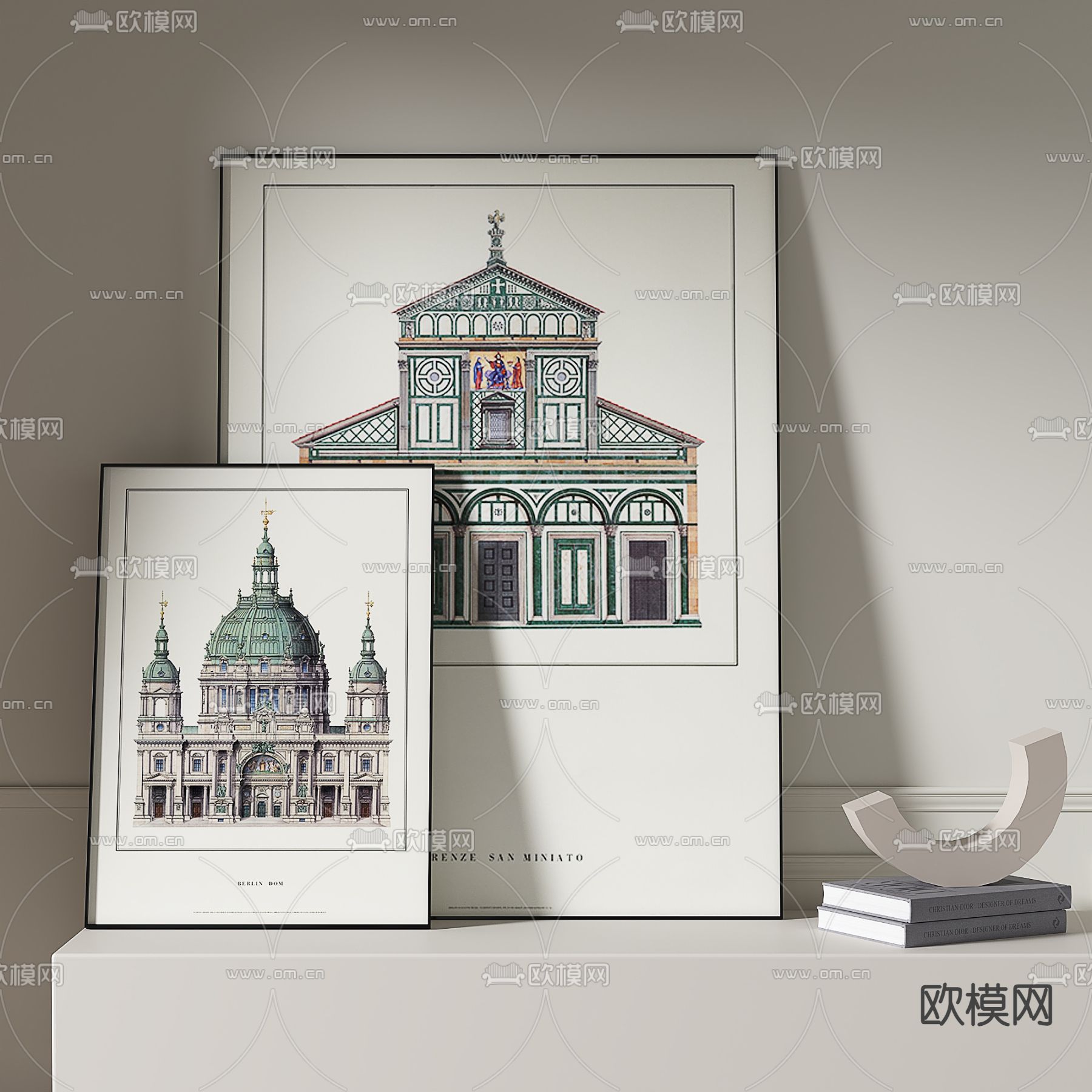 美式建筑画 挂画 装饰画3d模型下载