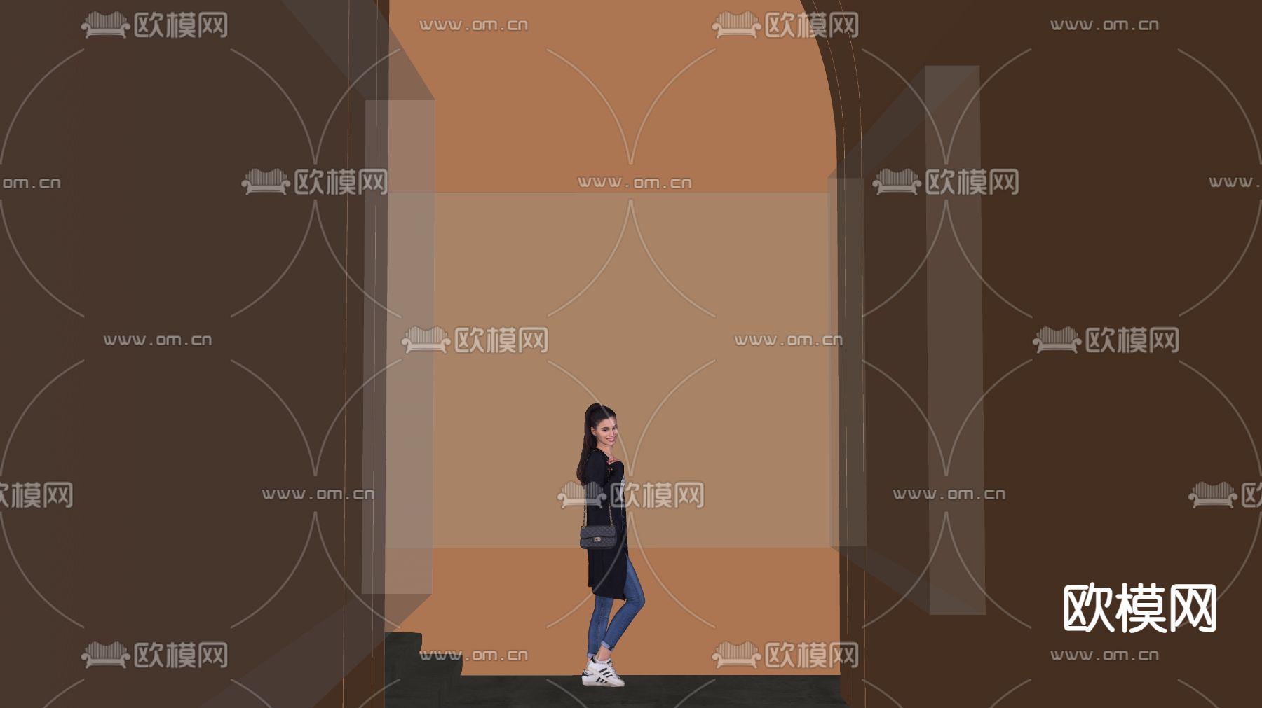 工业风涂鸦过道su模型下载（渲染图1）