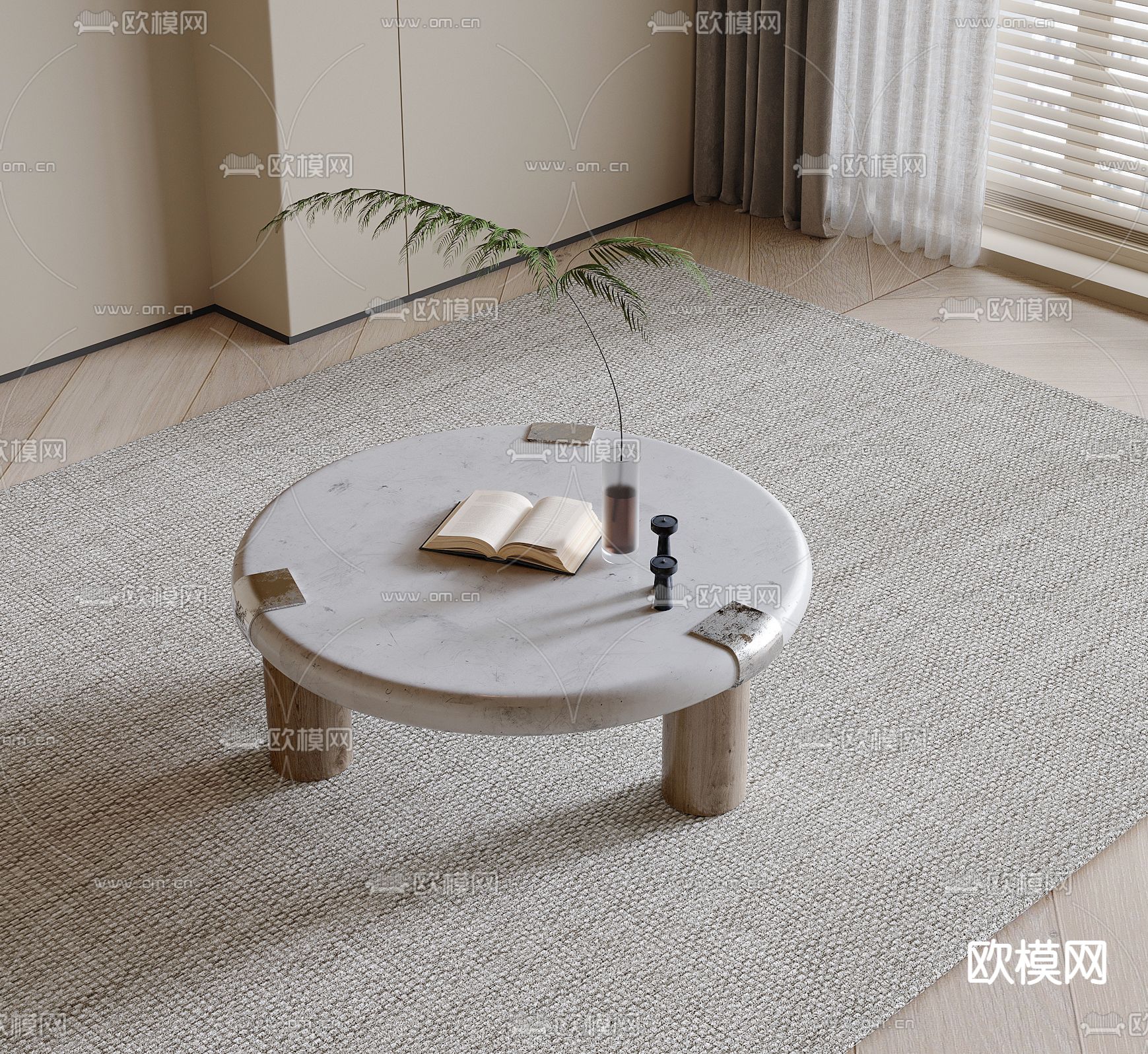 圆形茶几3d模型下载