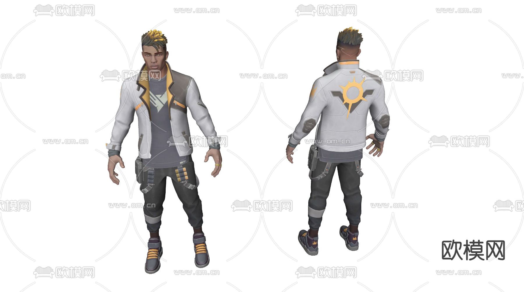 黑人男士su模型下载（渲染图1）