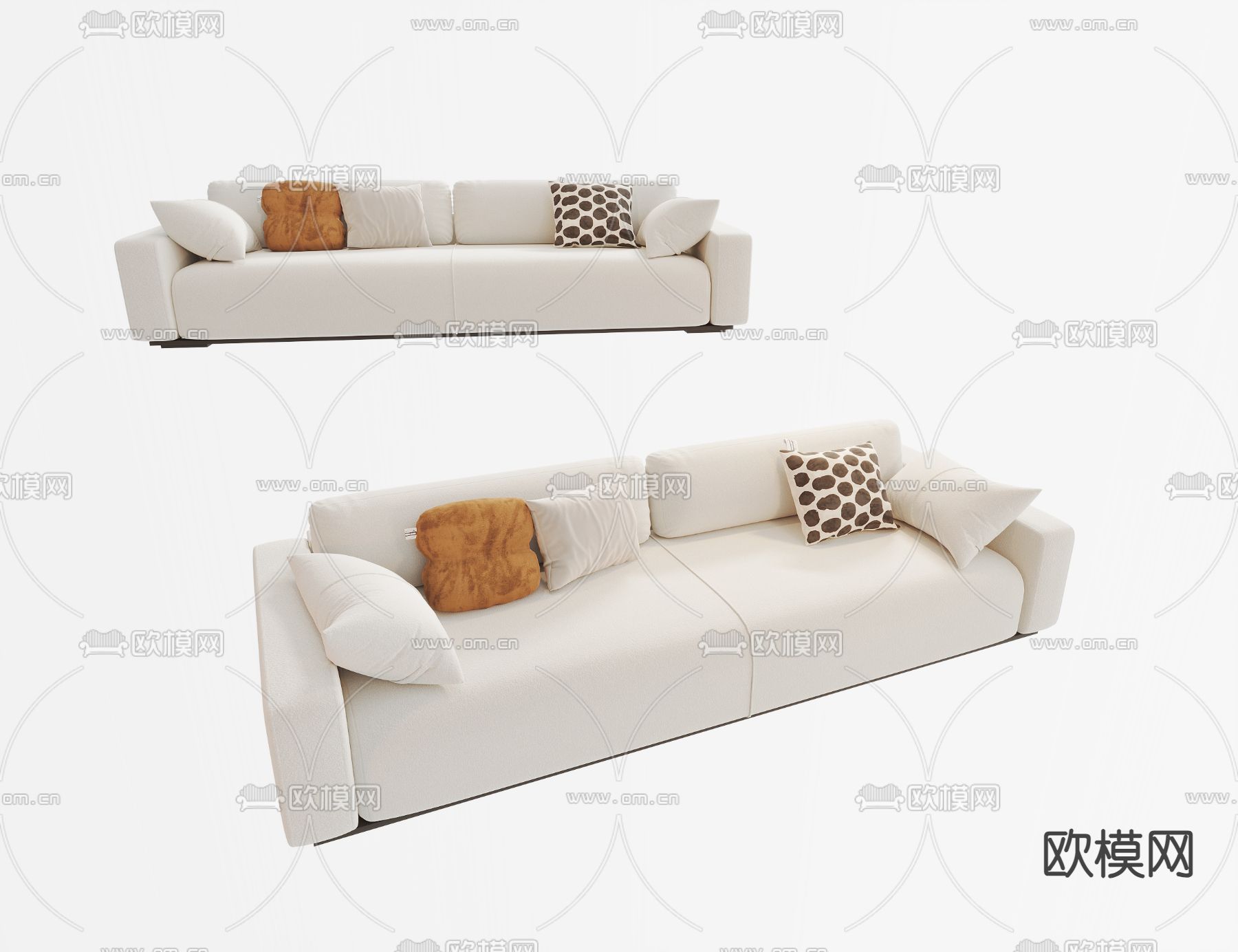 奶油风沙发 双人沙发3d模型下载