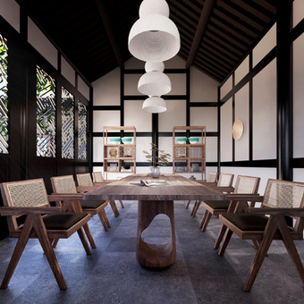 中式茶室su模型