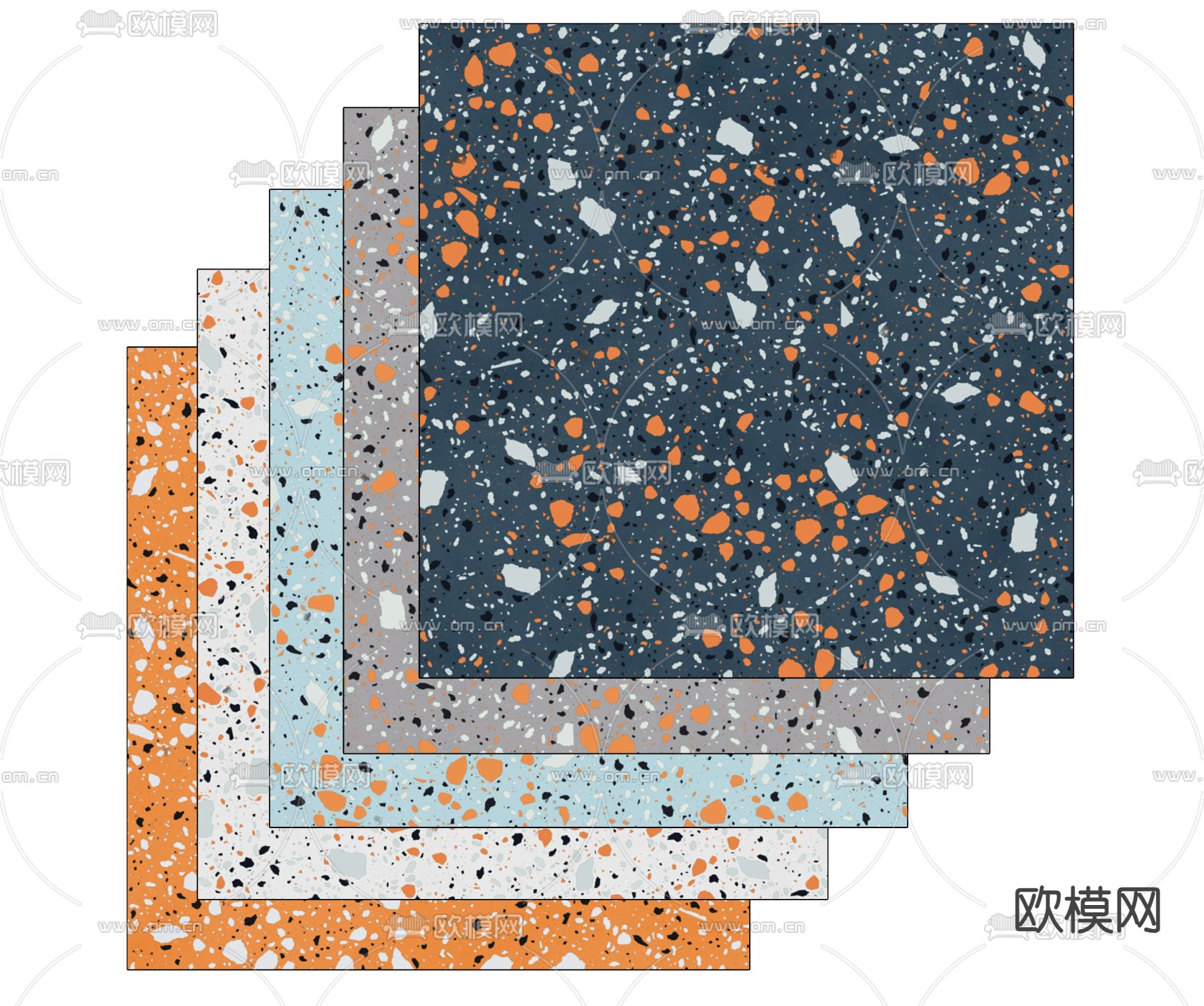 现代水磨石地面su模型