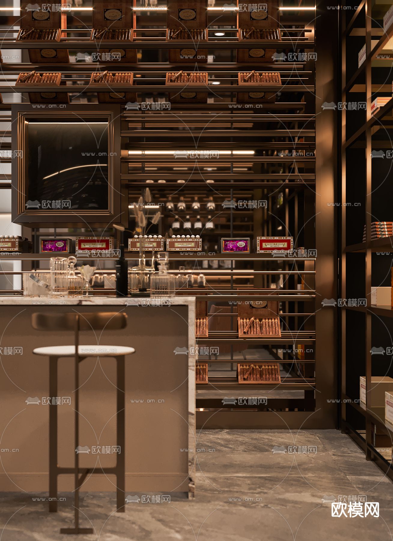 现代地下室 品酒室 休闲室3d模型下载（渲染图6）