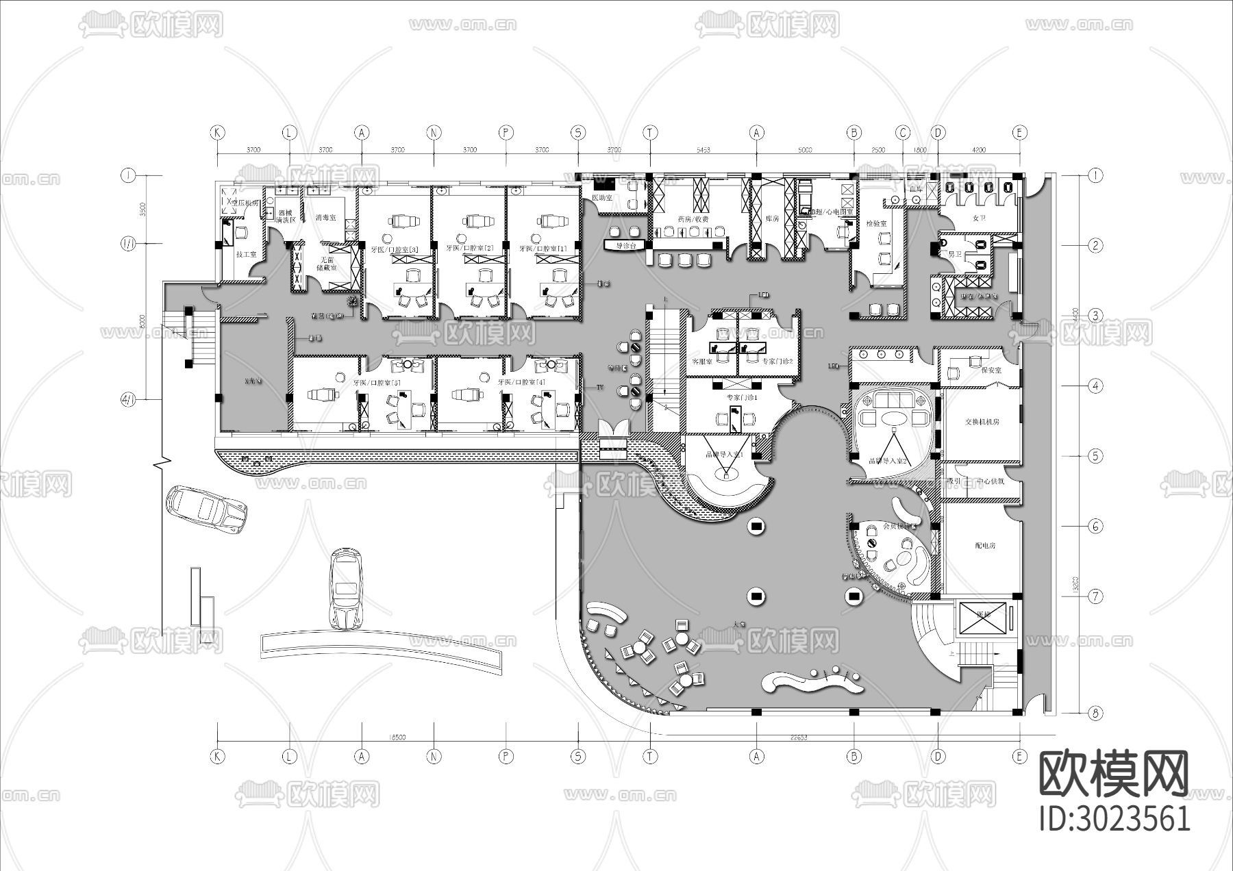医美整形机构cad平面图下载（渲染图1）