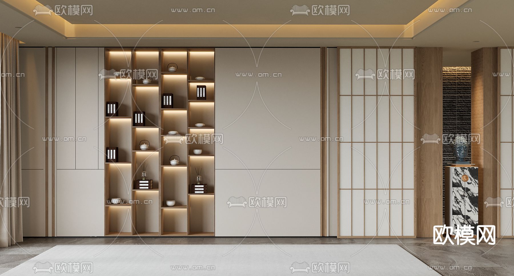 新中式装饰柜 茶水柜 陈列柜3d模型下载