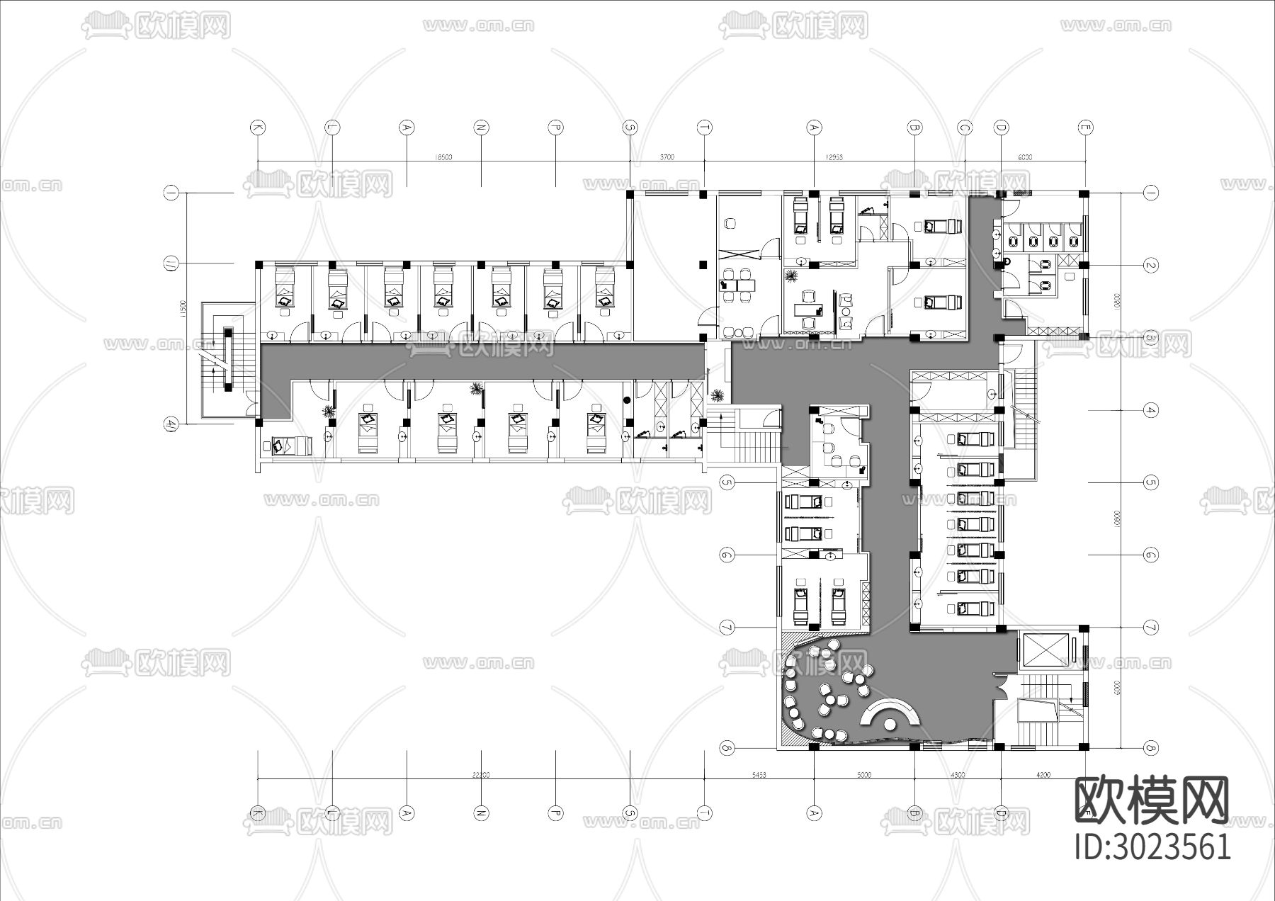 医美整形机构cad平面图下载（渲染图2）