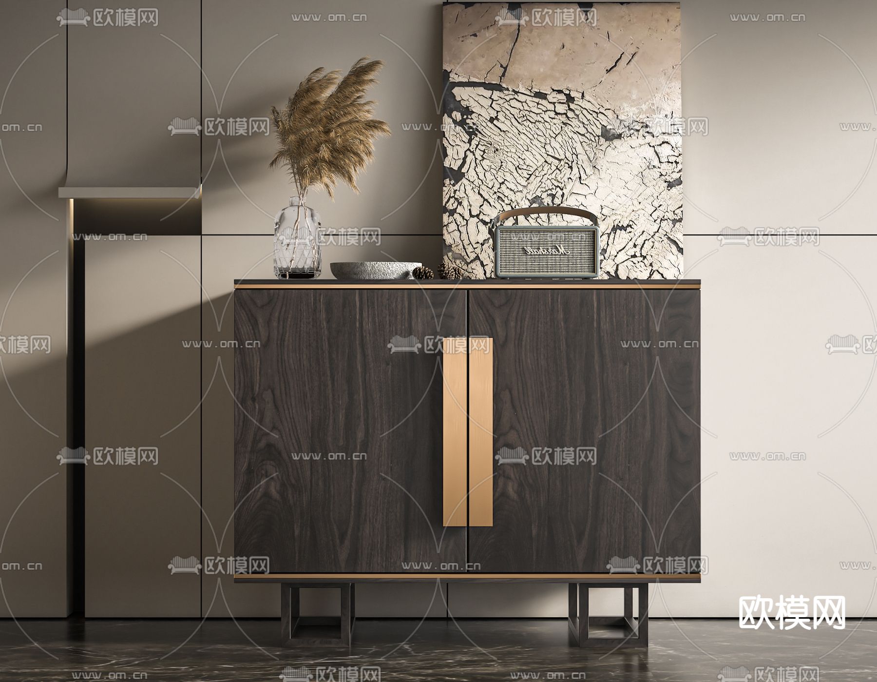 现代玄关柜su模型下载（渲染图2）