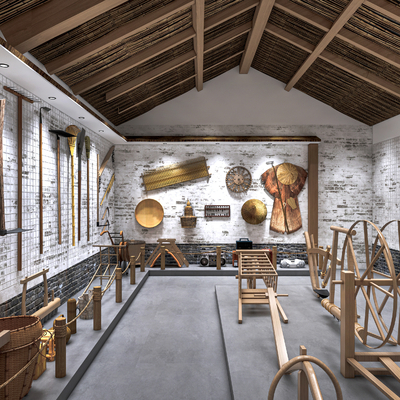  新中式农耕展厅 农耕小品 农业展厅su模型 