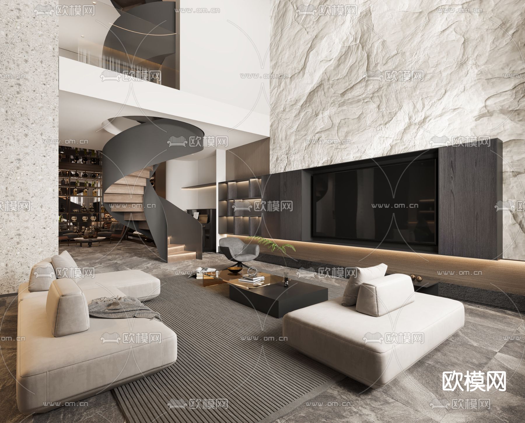现代地下室 品酒室 休闲室3d模型下载（渲染图2）