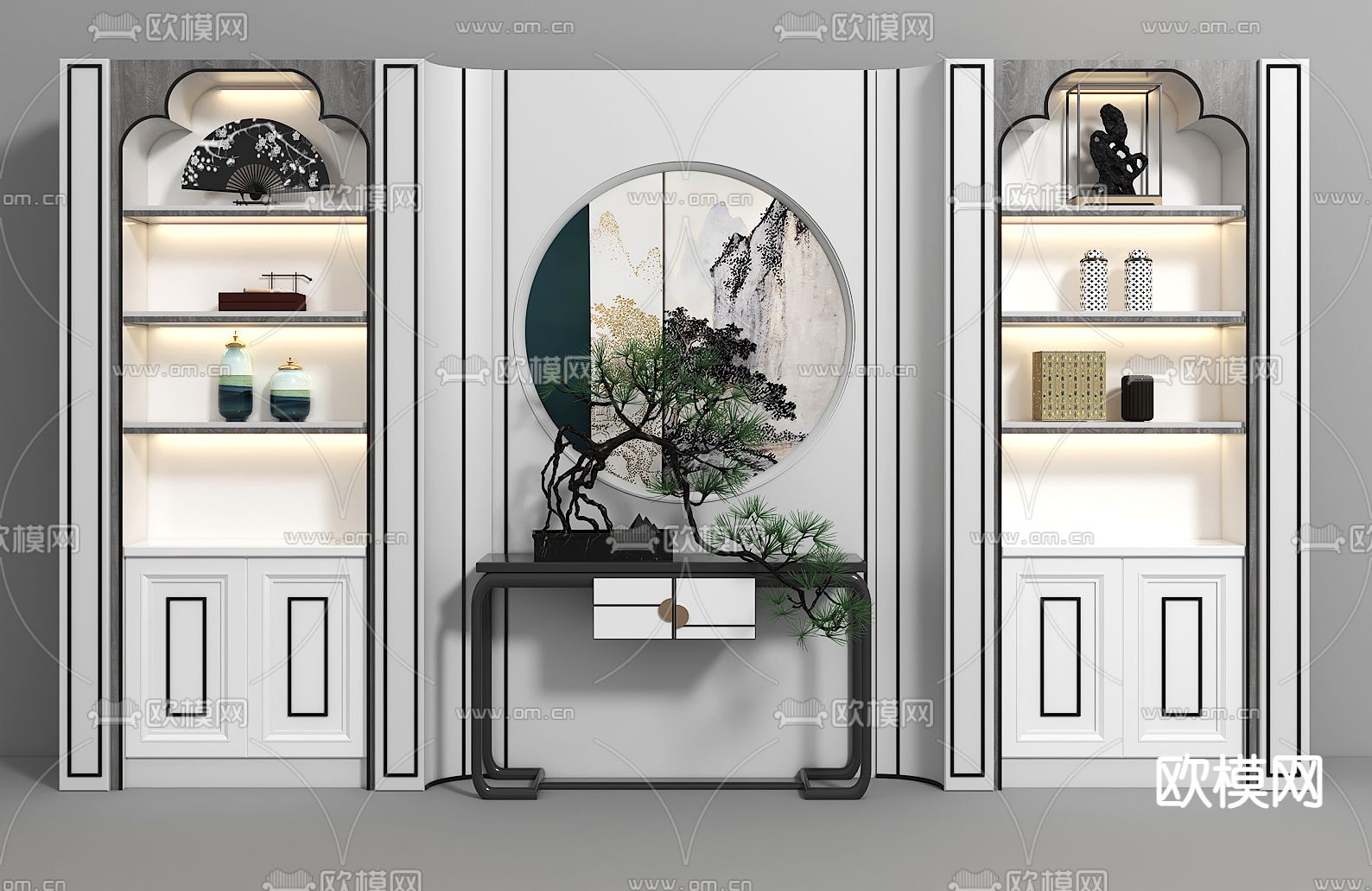 新中式装饰柜 陈列柜3d模型下载