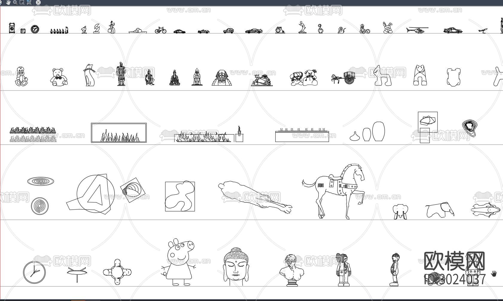 潮玩KAWS饰品 书籍 酒瓶cad图库下载（渲染图2）