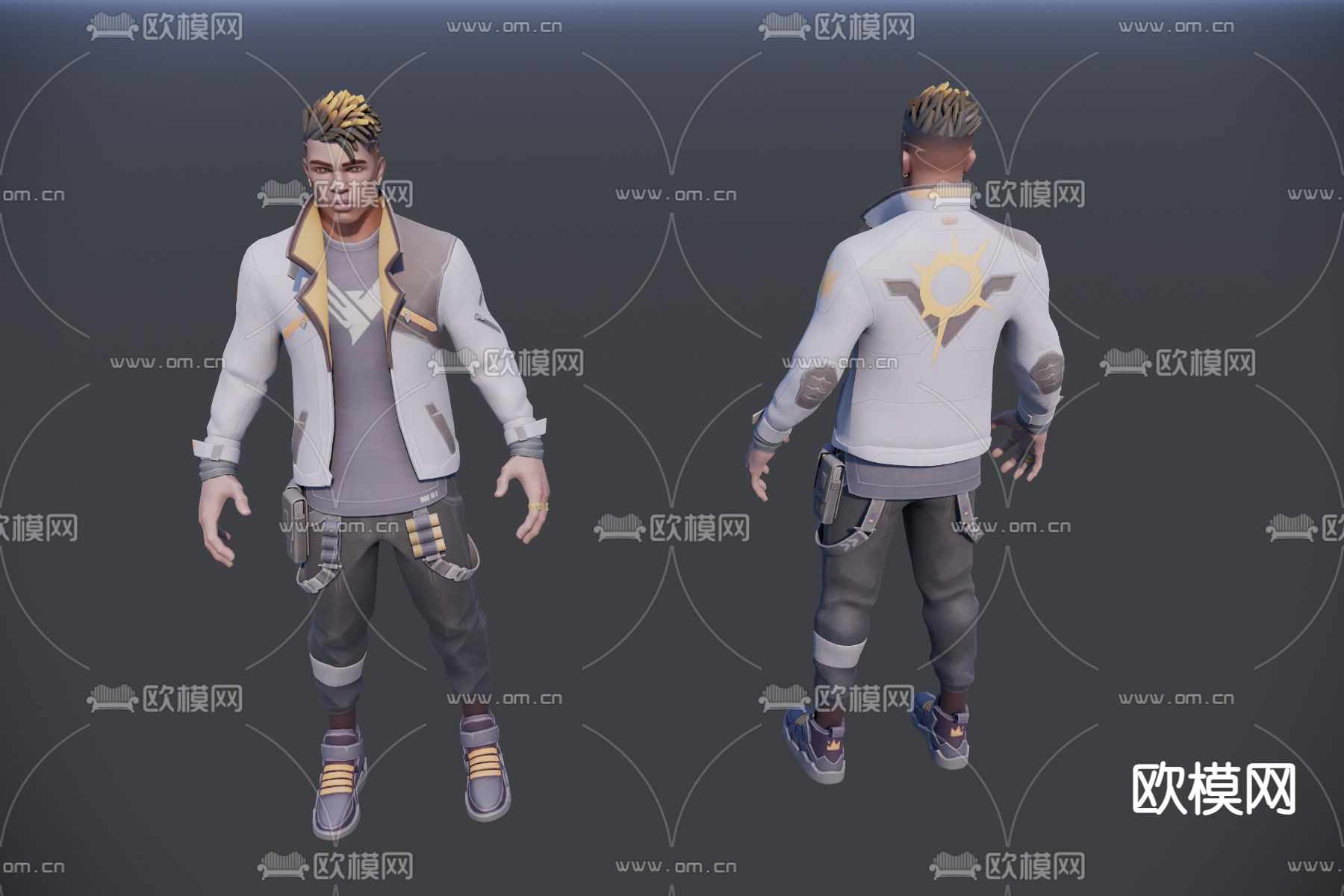 黑人男士su模型下载（渲染图2）