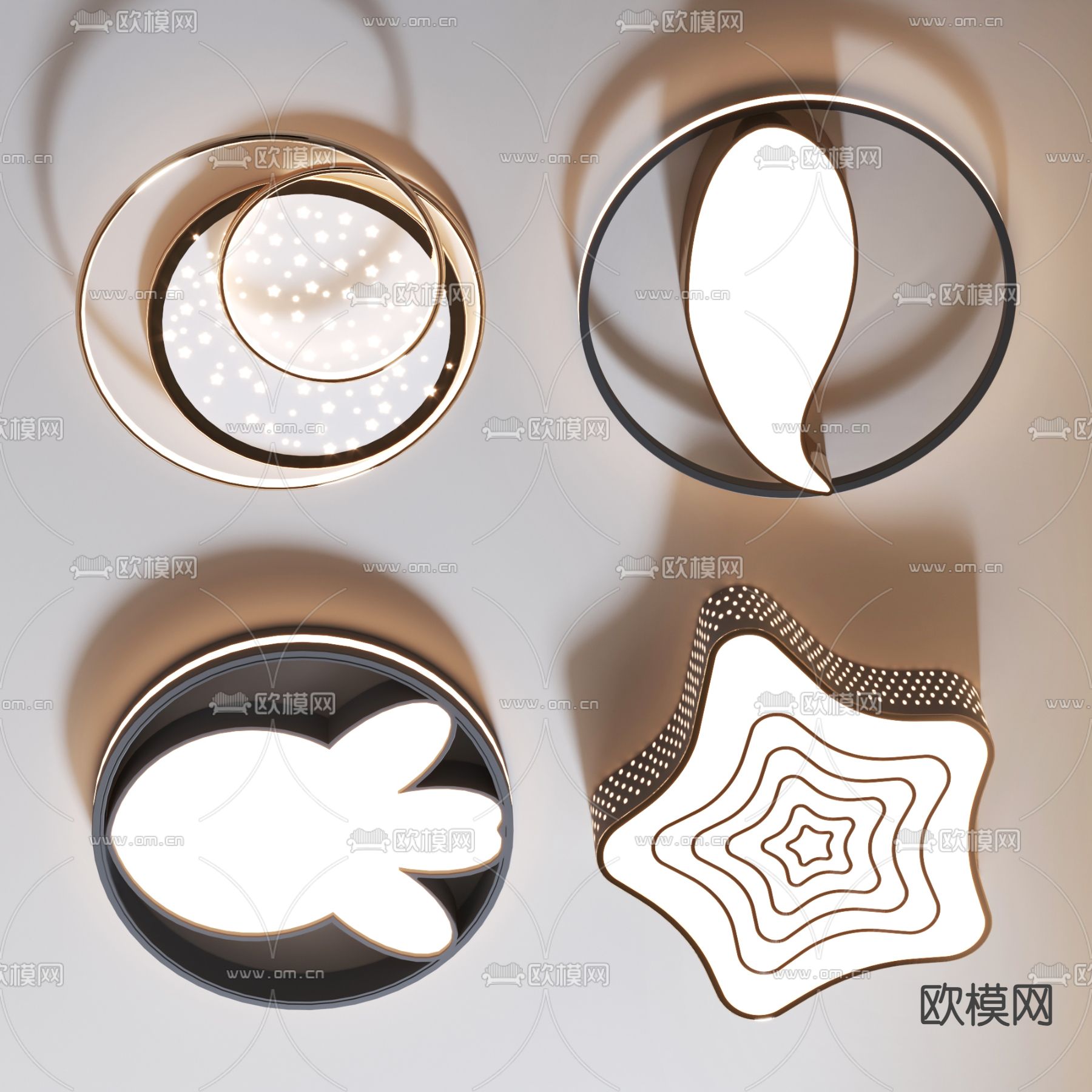 现代吸顶灯su模型下载（渲染图2）