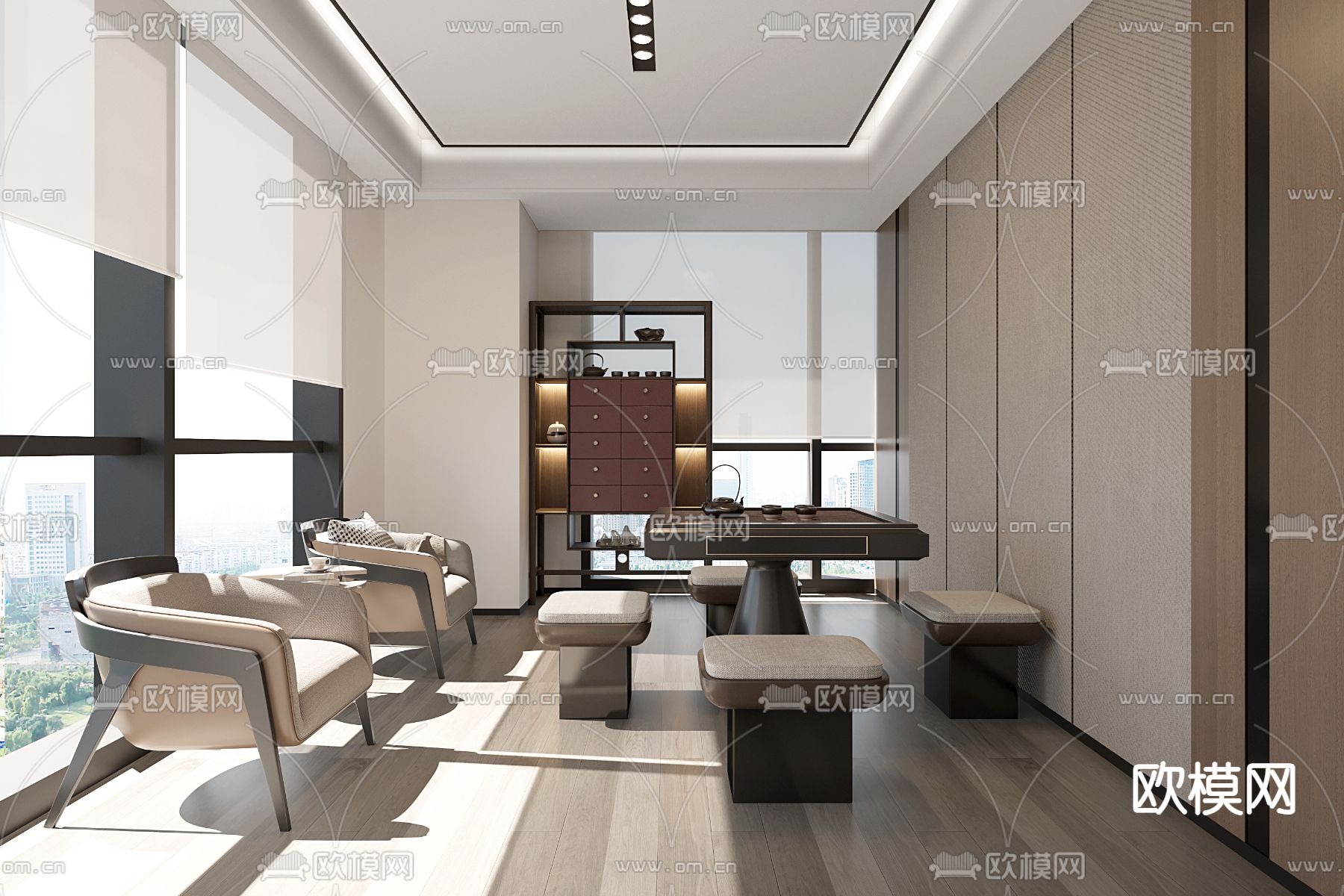 现代麻将房 茶室3d模型下载