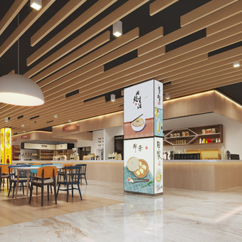 现代美食城 快餐店 小吃店3d模型