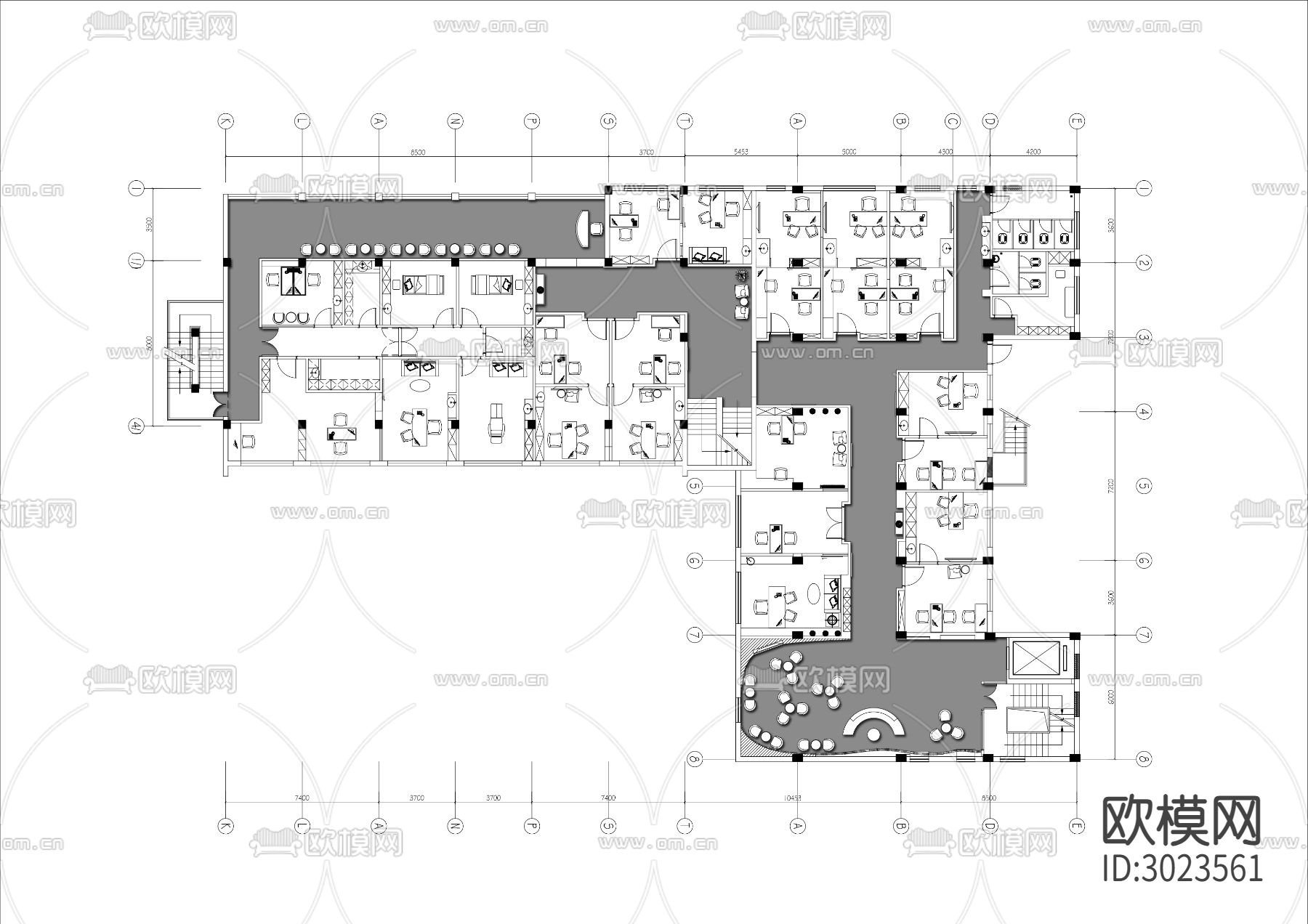 医美整形机构cad平面图下载（渲染图3）