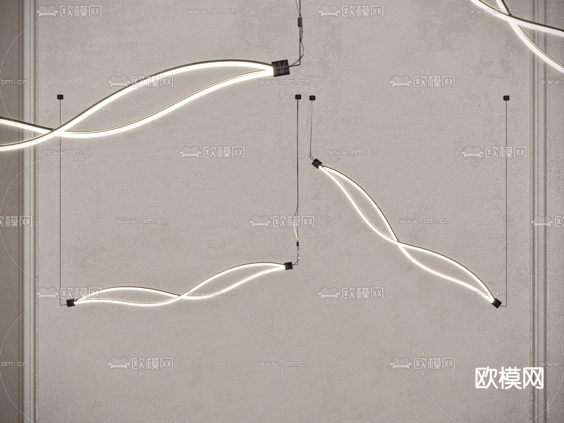 弧形吊灯 吊线灯 装饰灯3d模型下载