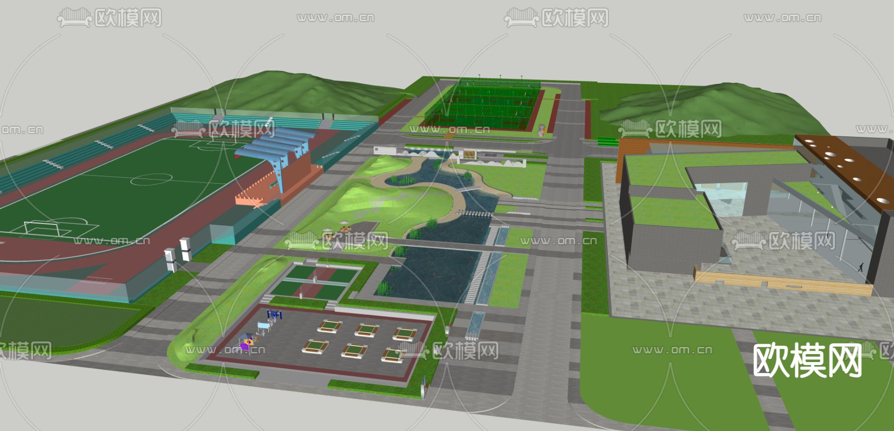 校园景观su模型下载（渲染图3）