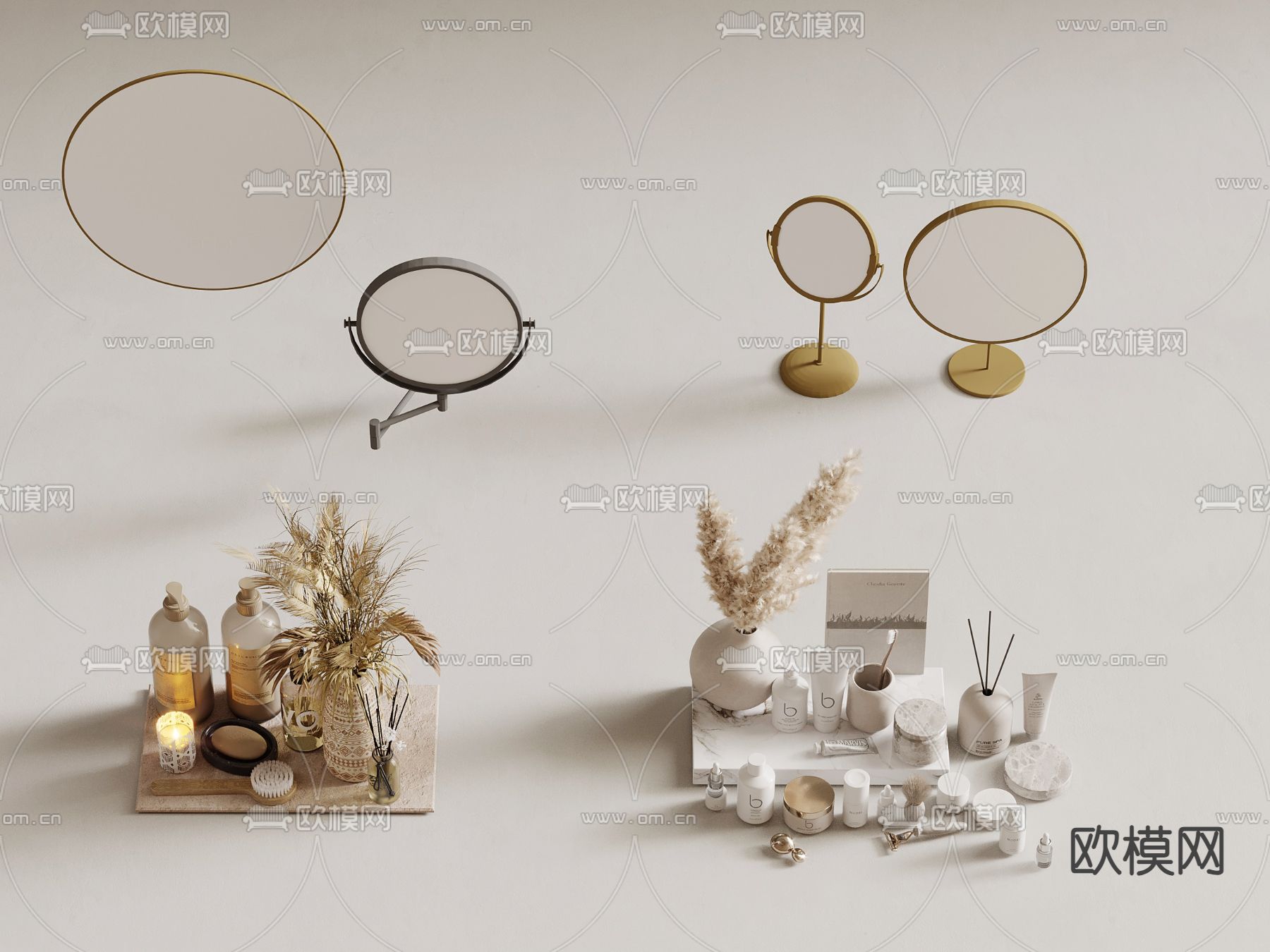 卫浴摆件 梳妆镜su模型下载（渲染图1）
