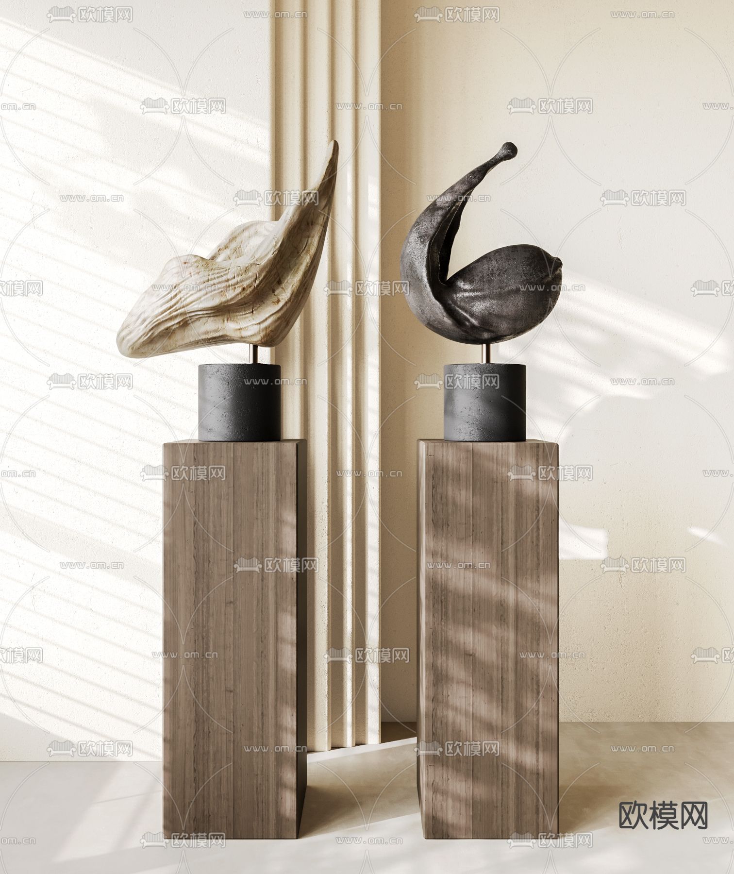 侘寂风雕塑摆件su模型下载（渲染图2）