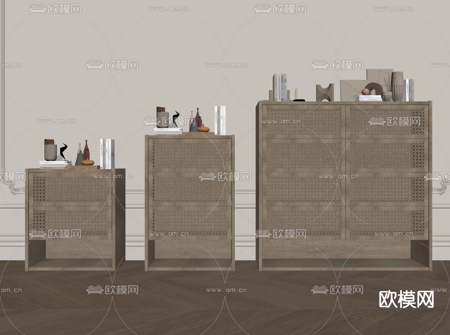 中古风斗柜 玄关柜 边柜su模型下载（渲染图2）