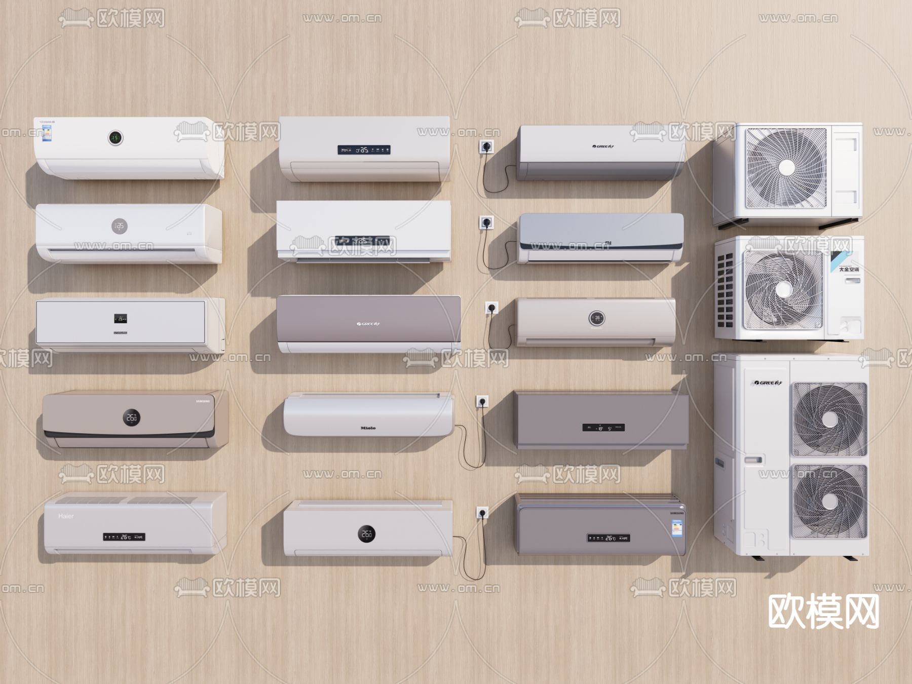 现代 挂式空调 空调外机su模型