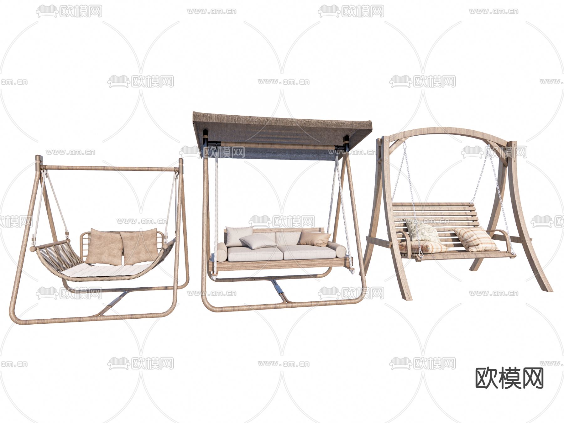 现代摇椅 吊椅 庭院秋千椅su模型下载（渲染图2）
