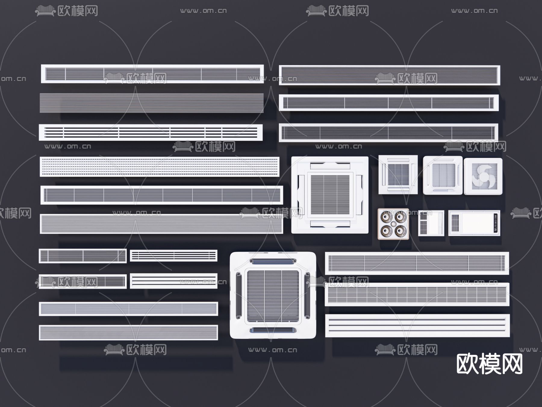 空调出风口 中央空调 排气口su模型下载（渲染图1）