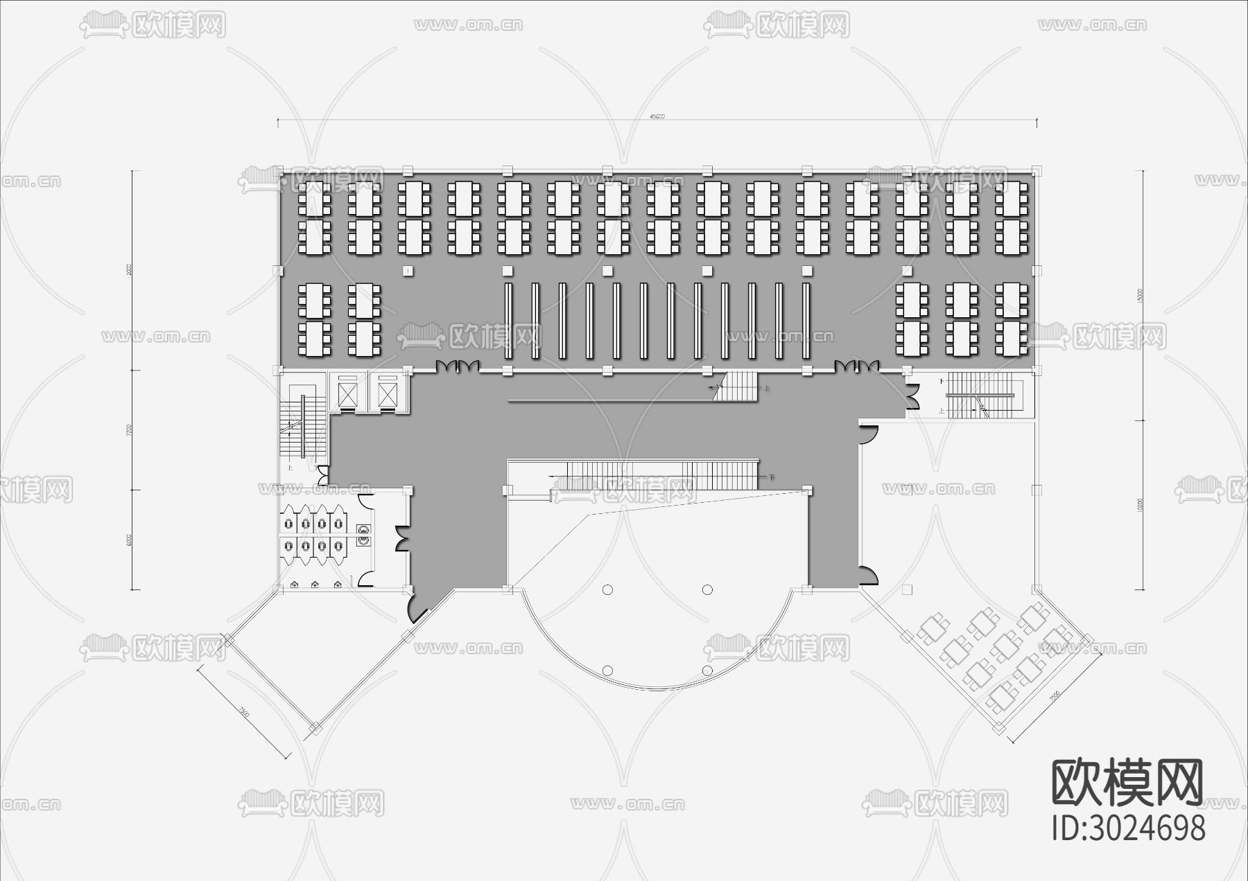 图书馆cad平面图下载（渲染图1）