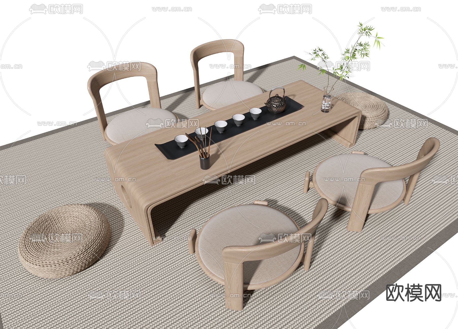 榻榻米茶桌3d模型下载