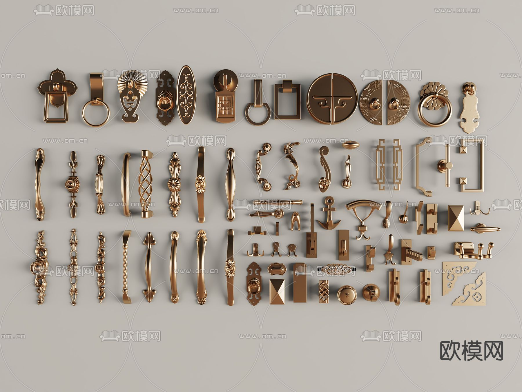门把手 铜环 衣柜拉手 门环3d模型下载