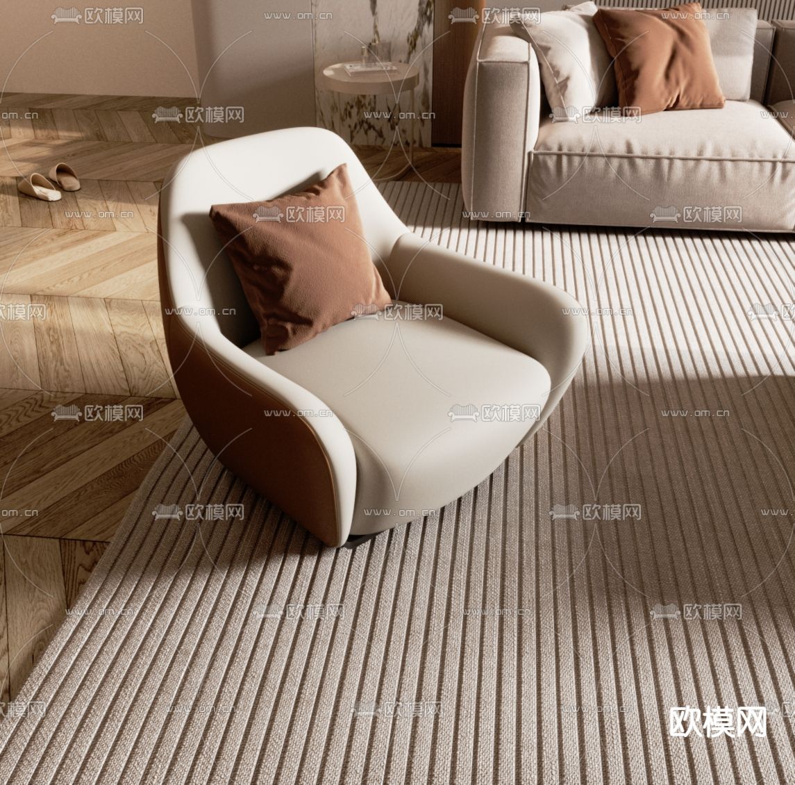单人沙发 皮革沙发3d模型下载