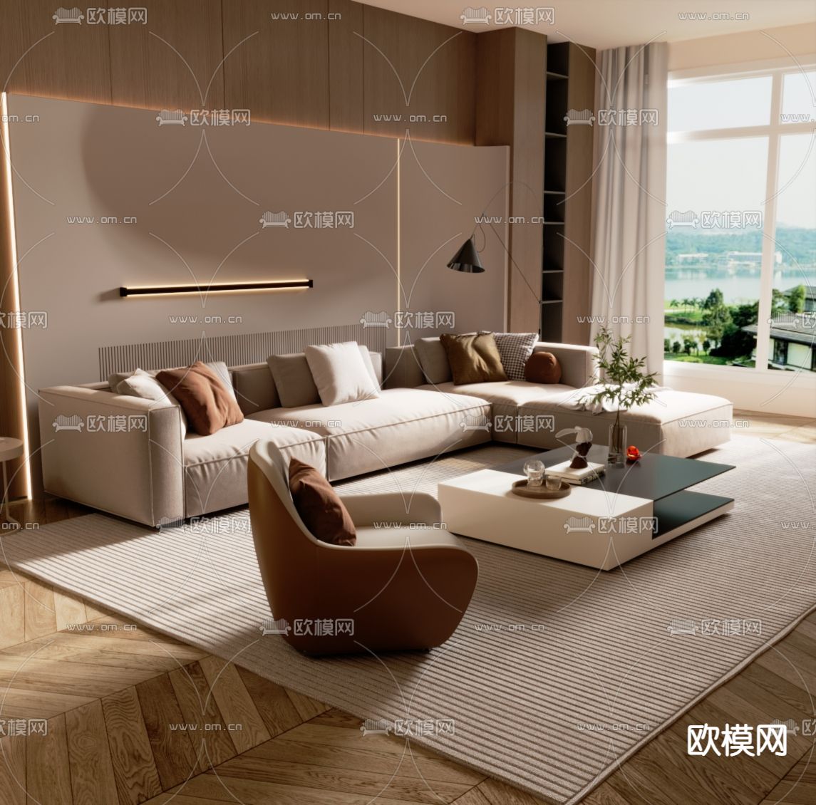 现代组合沙发免费3d模型下载