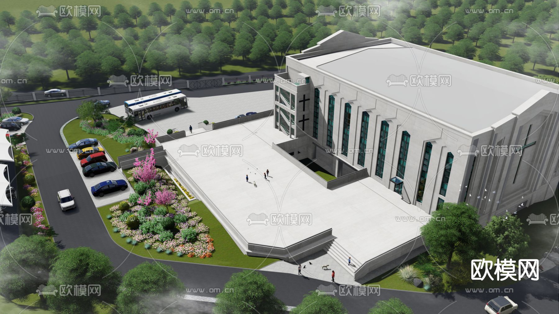 欧式教堂建筑su模型下载（渲染图5）