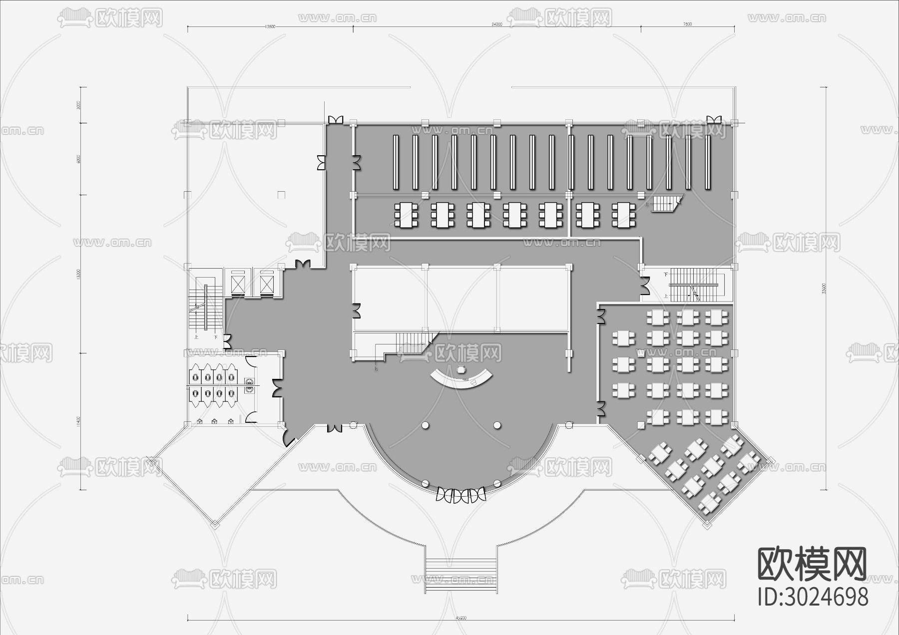 图书馆cad平面图下载（渲染图2）