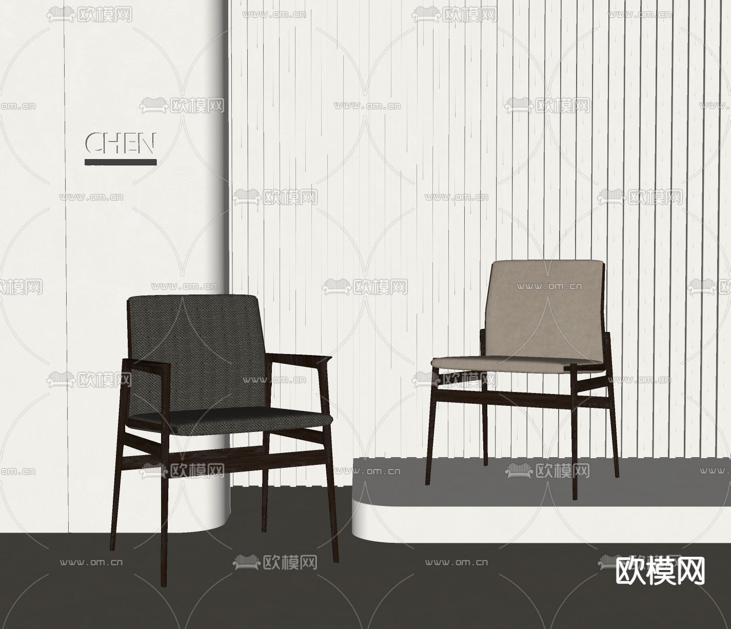 现代椅子 餐椅su模型下载（渲染图2）