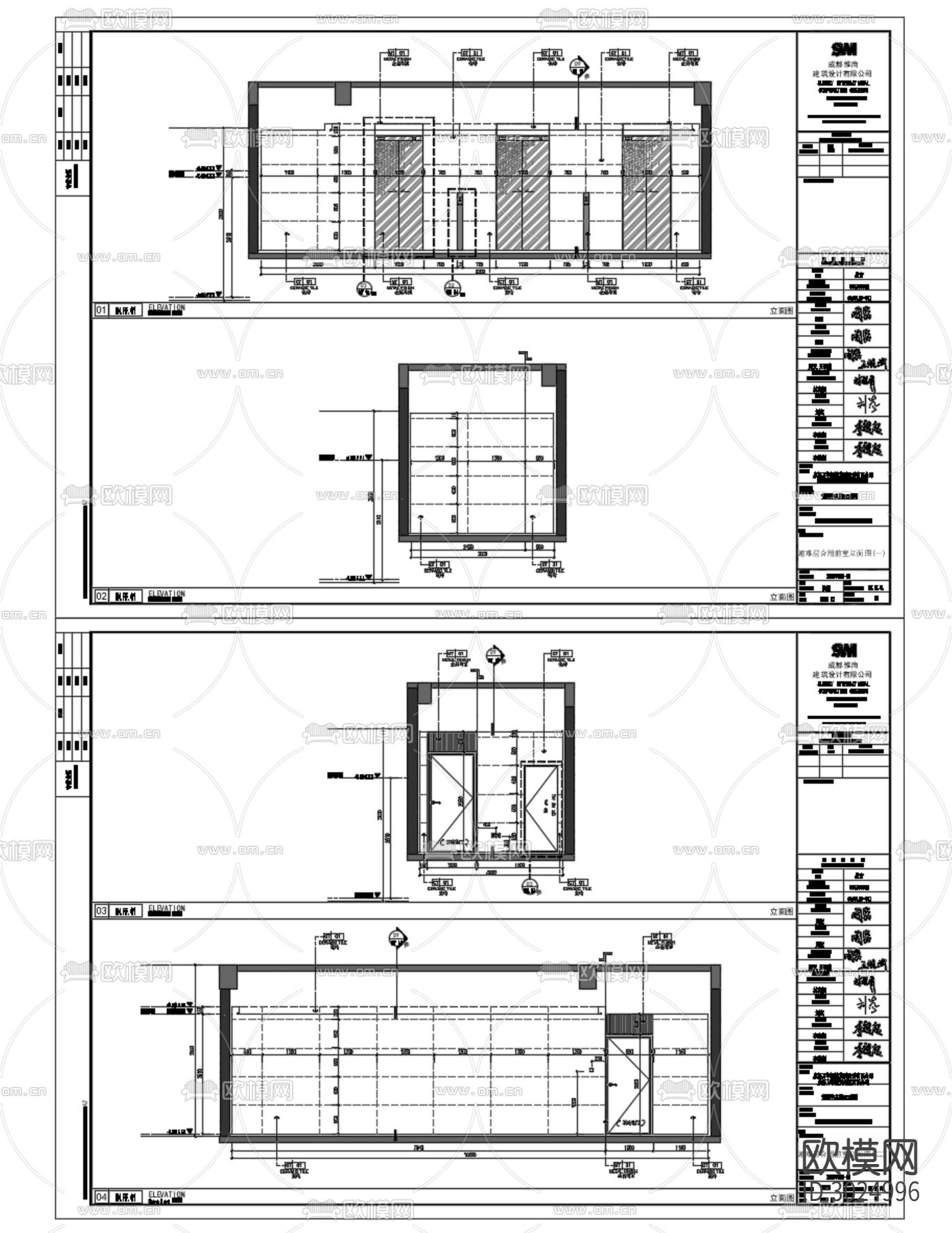 DIA丹健国际-成都万华C27组团住宅公区大堂电梯厅cad施工图下载（渲染图5）