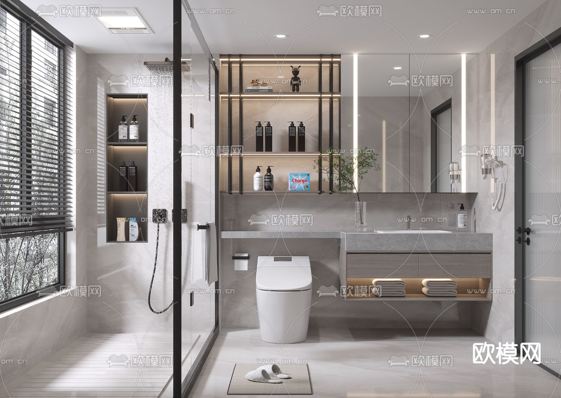 现代卫生间 浴室 洗手间3d模型下载