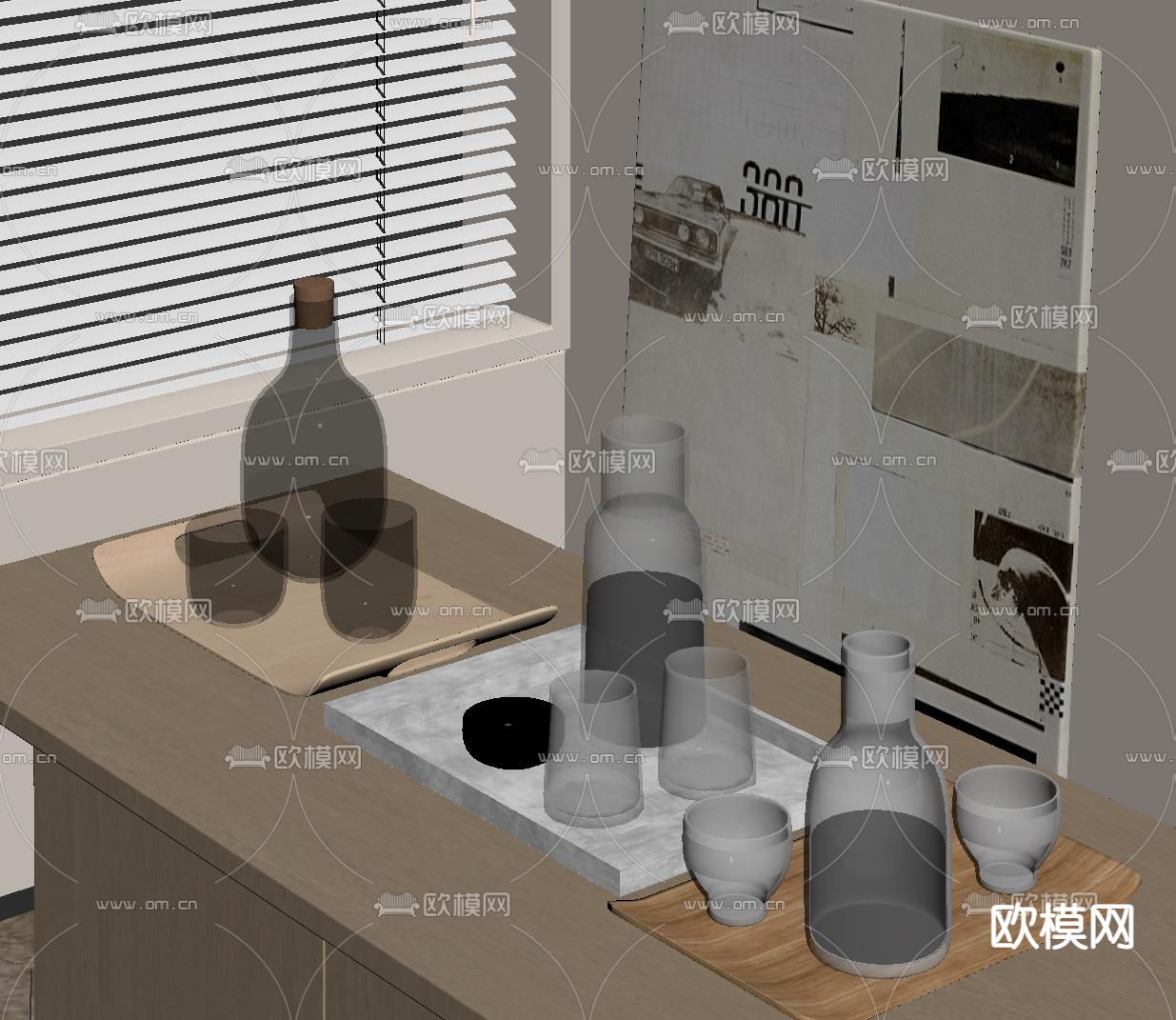 装饰品 桌面摆件 茶具su模型下载（渲染图2）