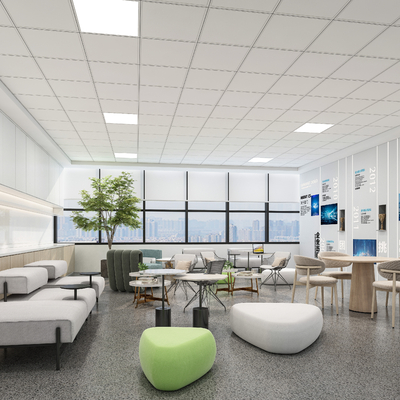  办公休闲区su模型 