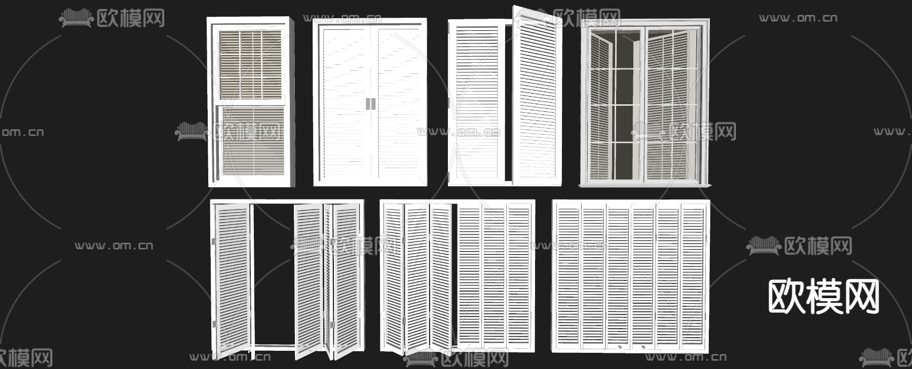现代百叶窗 卷帘 窗帘su模型下载_ID15054357_sketchup模型下载-欧模网