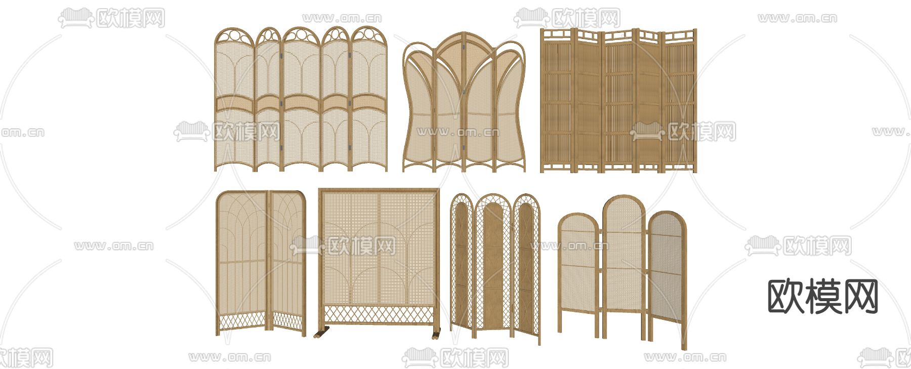 侘寂风屏风 隔断su模型下载（渲染图1）