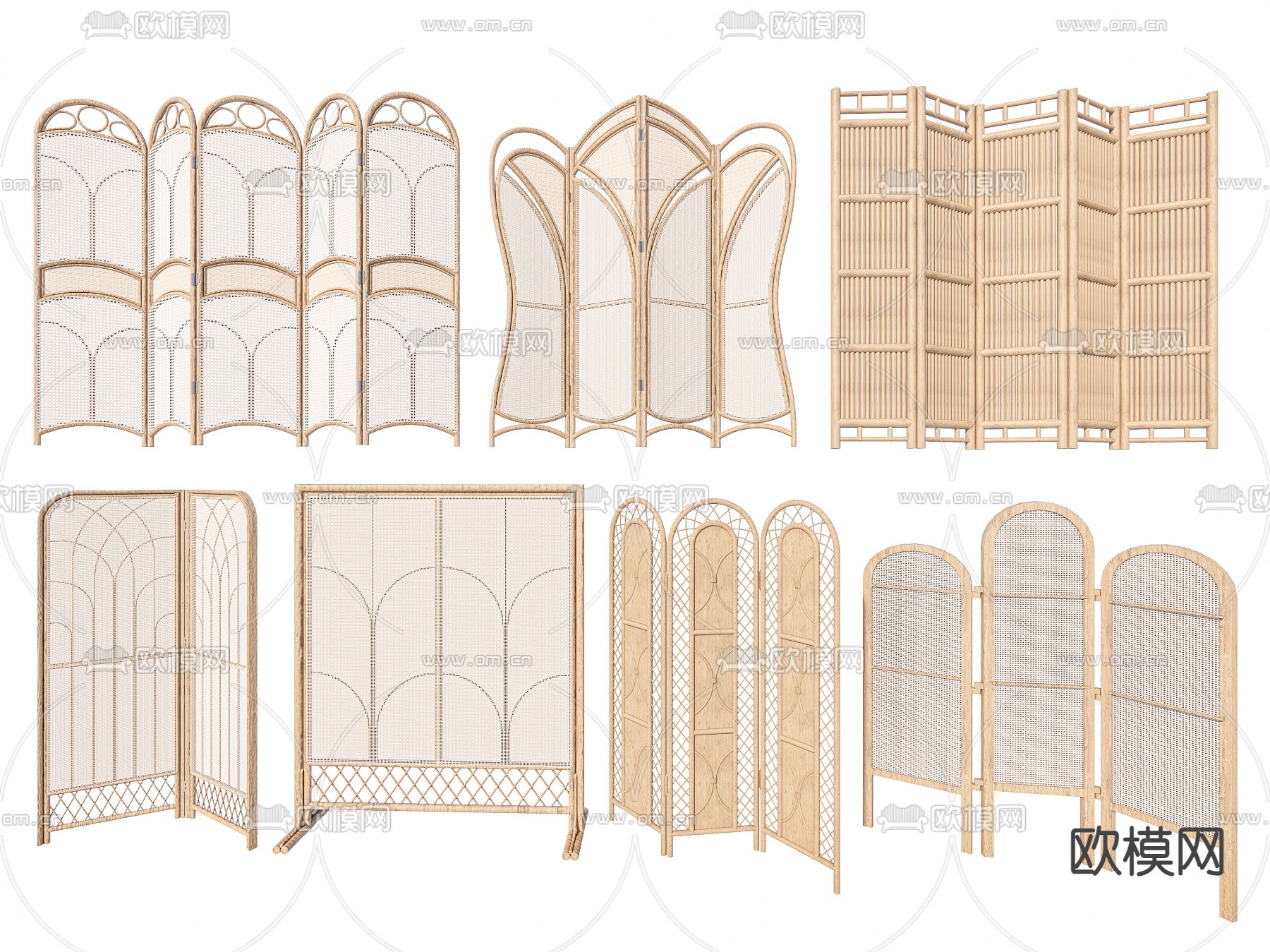 侘寂风屏风 隔断su模型下载（渲染图2）