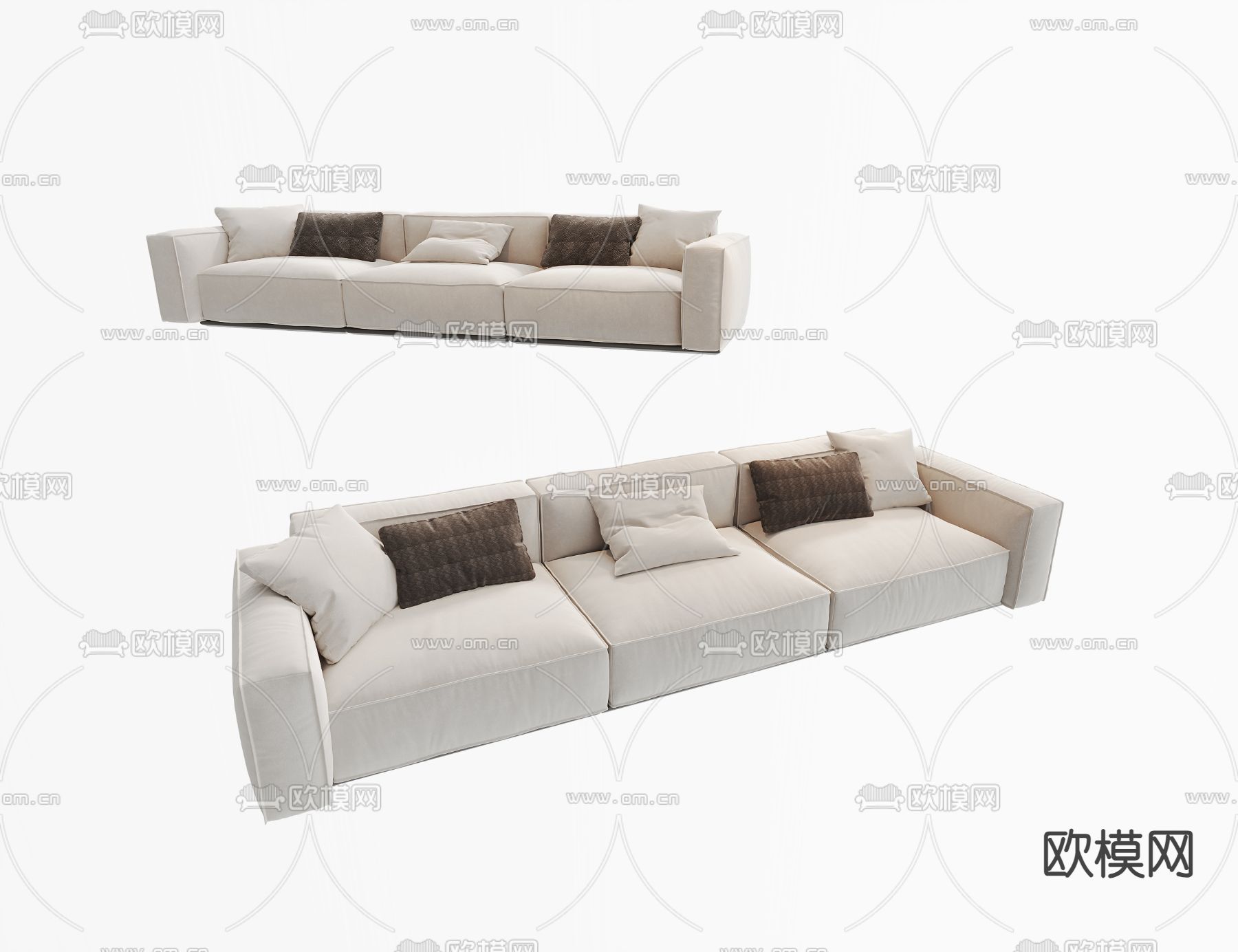 现代多人沙发su模型下载（渲染图1）