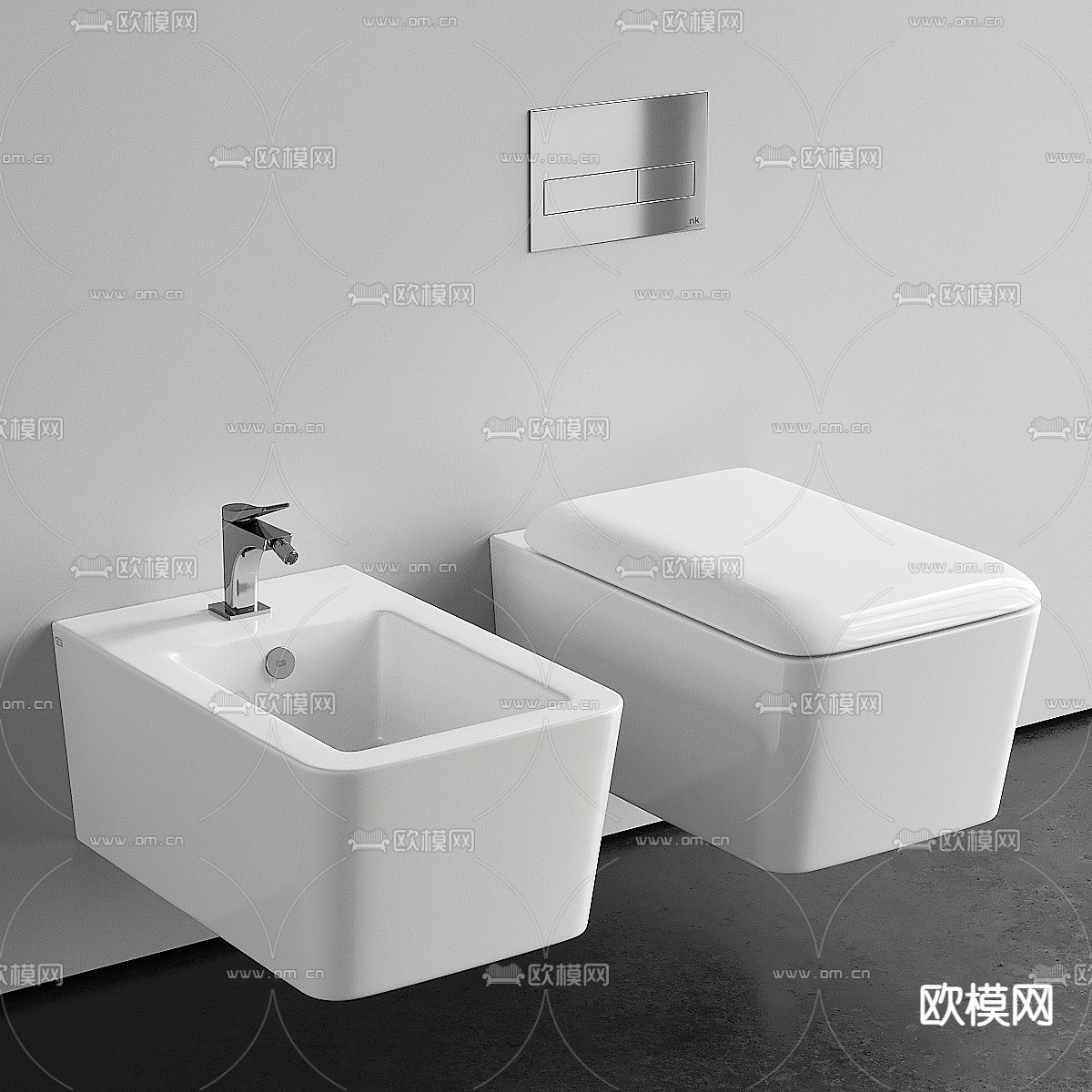 壁挂马桶 坐便器 拖把池3d模型下载