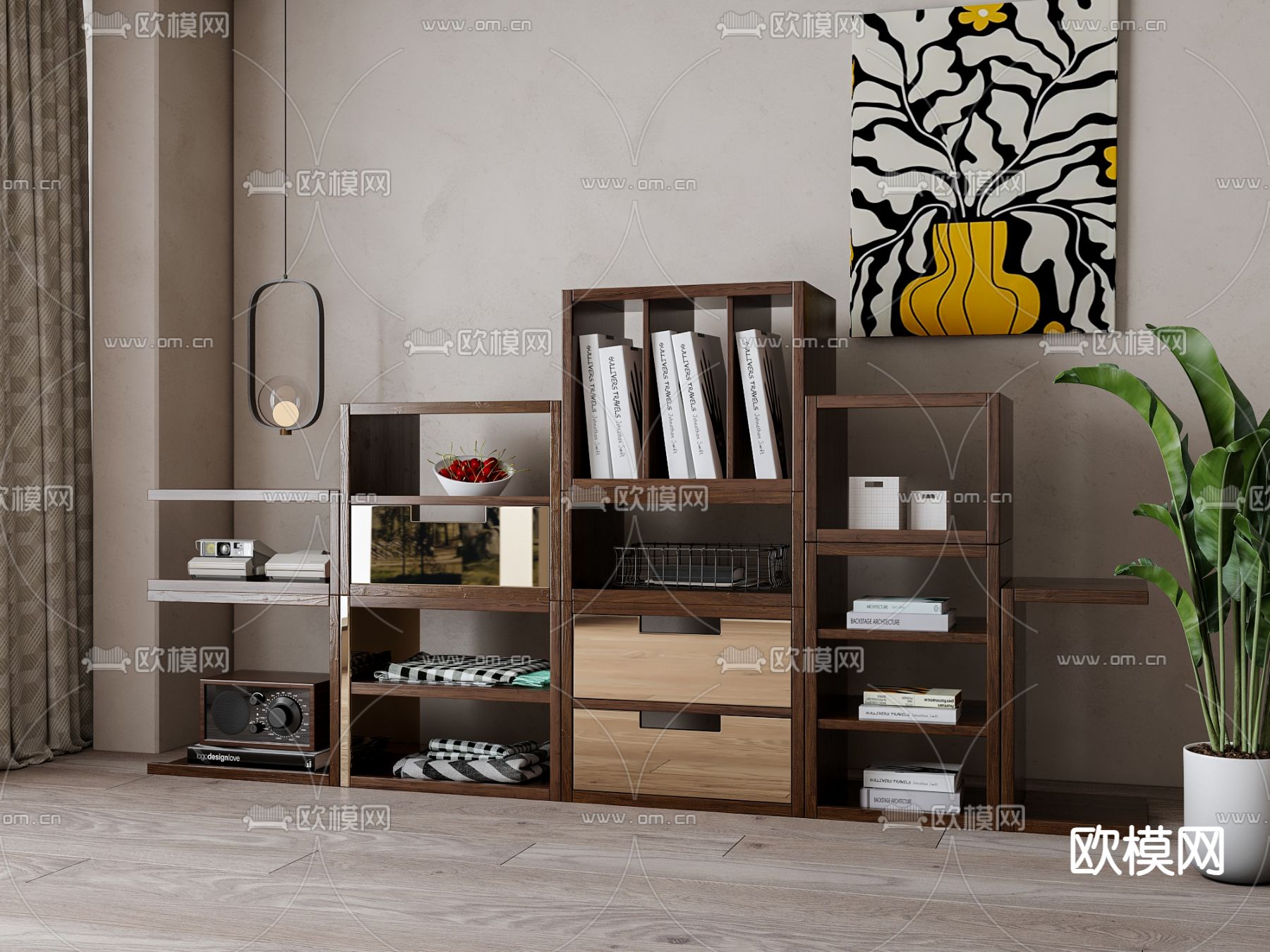 侘寂书架 陈列架3d模型下载