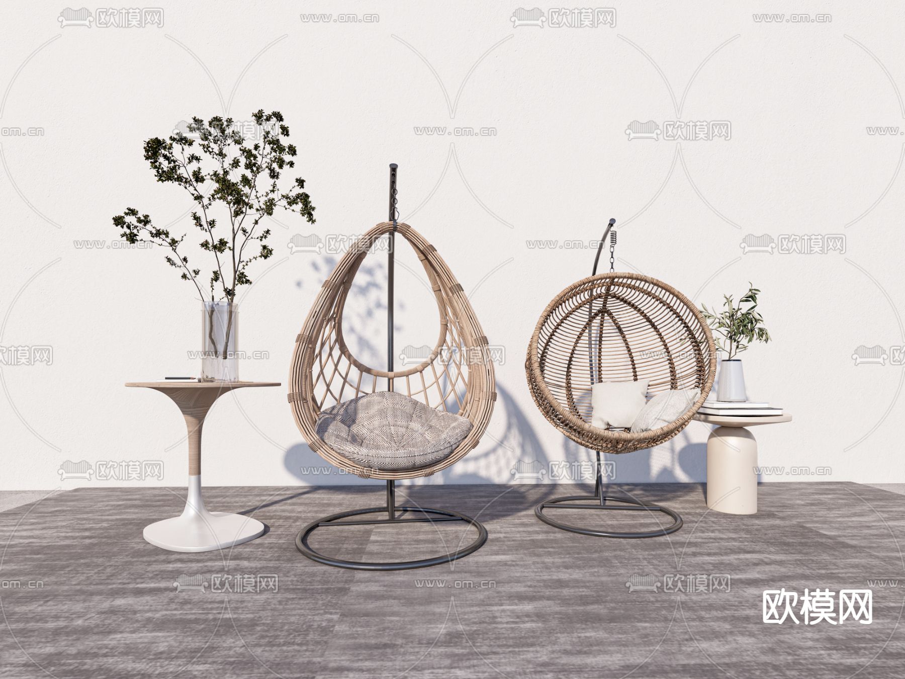 现代吊椅 秋千椅su模型下载（渲染图2）